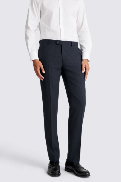 Slim Fit Navy Puppytooth Trousers 