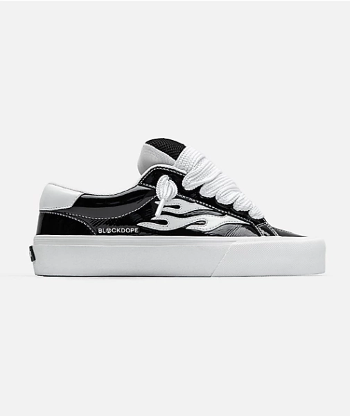Straye x Blackdope Logan Puff Black Patent Leather Skate Shoes