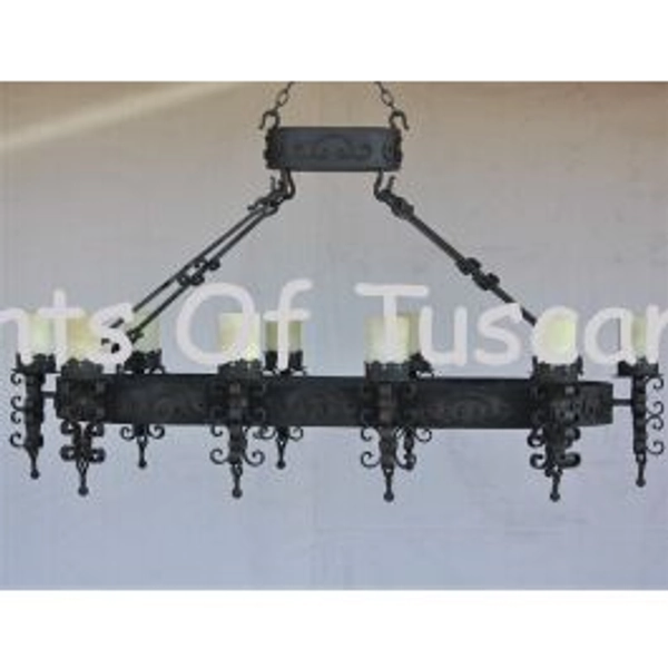 1232-10 Spanish Revival  / Tuscan Oval Iron  Chandelier 