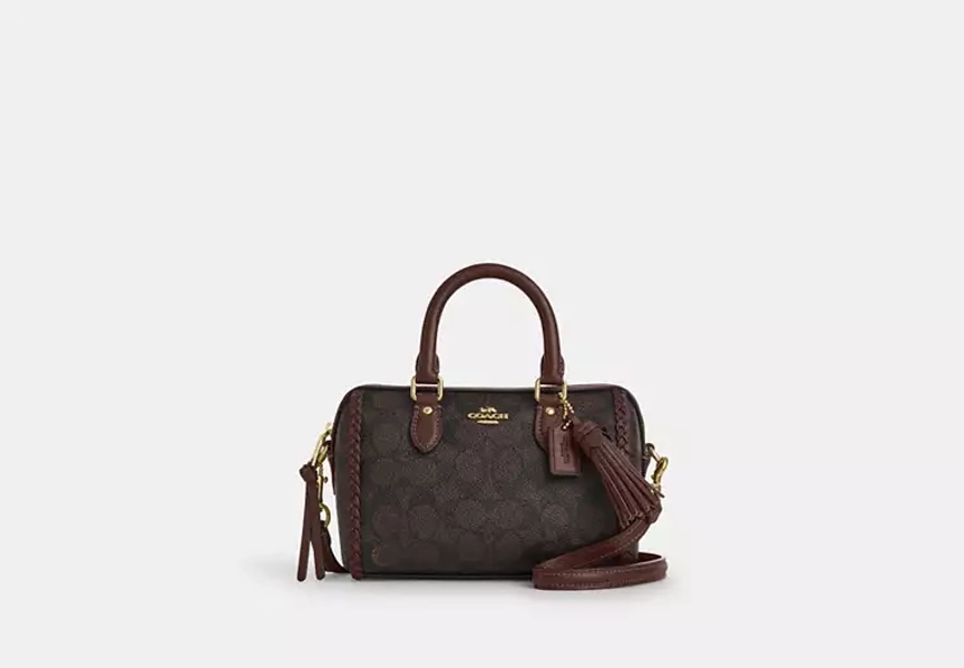 Im/Walnut/Maple Mini Rowan Crossbody Bag In Signature Canvas With Fringe