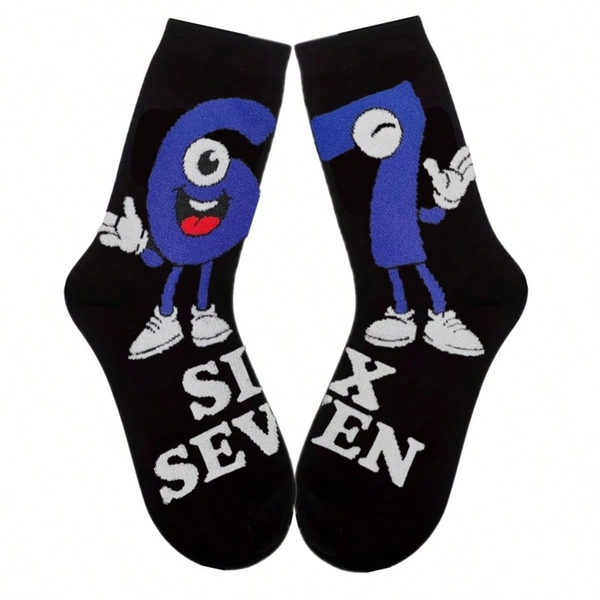 1 Paar Herren Knöchelsocken mit 67 Nummern Muster, modisches Hip-Hop Design, geeignet für Herren und Damen
