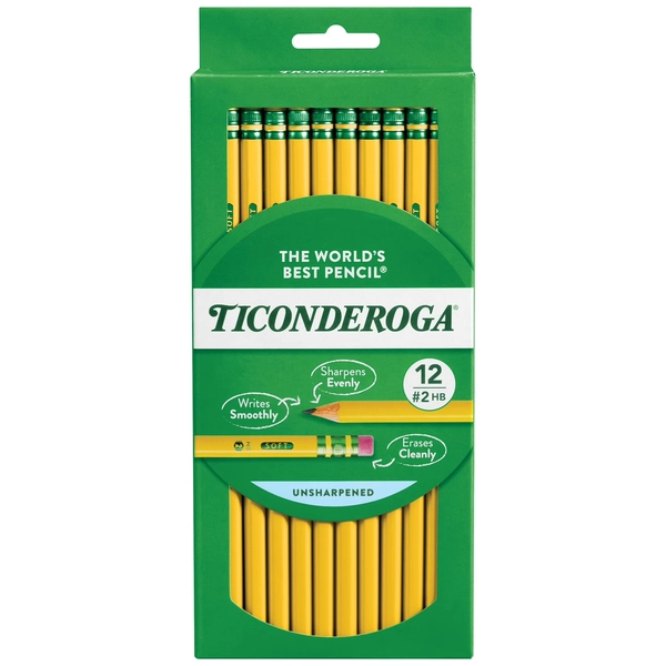 Ticonderoga Wood Pencils, Unsharpened, #2HB .3 mm Lead, Yellow, 12 Count - Walmart.com