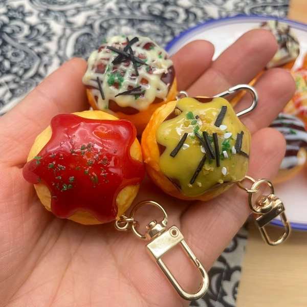 Simulation Japanese Food Keychain Octopus Meatball Model Pendant - AliExpress 36