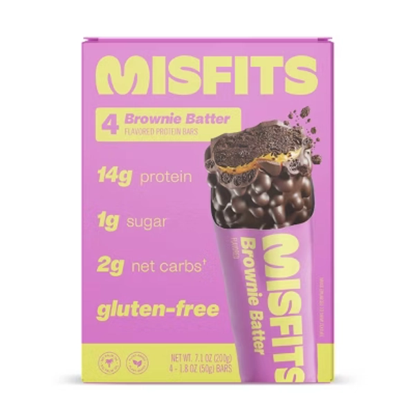 Misfits Health Plant Based Brownie Batter Protein Bars - 7.10oz/4pk