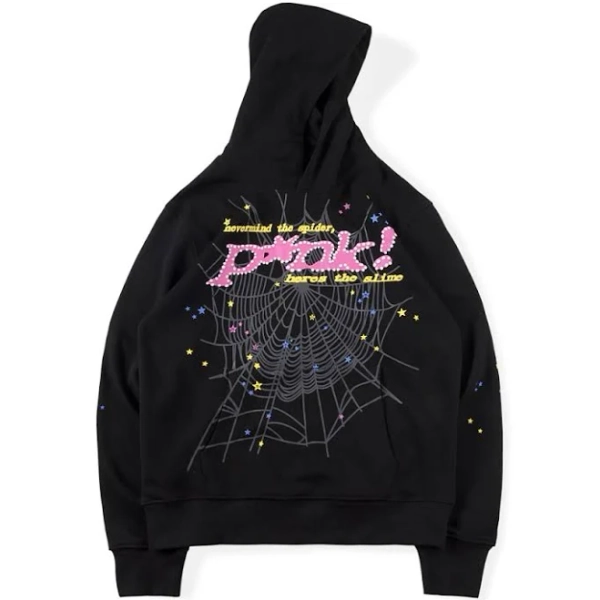 Pink Black Sp5der Hoodie