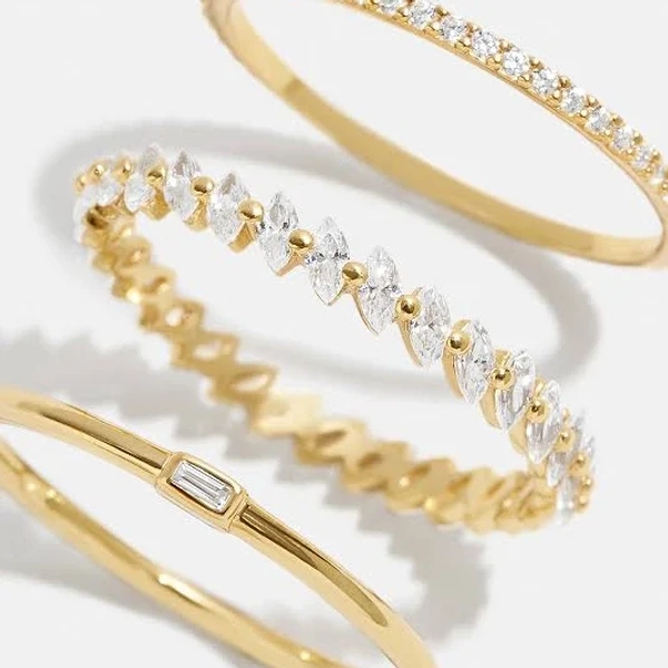 BaubleBar Molly 18K Gold Ring Set