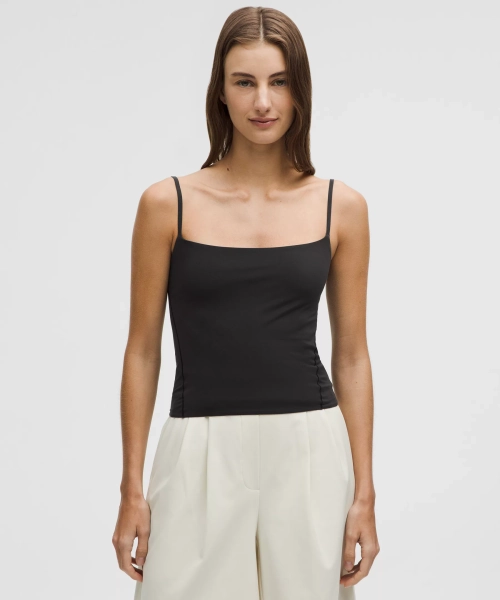 Wundermost Ultra-Soft Nulu Spaghetti-Strap Adjustable Cami - Black - M