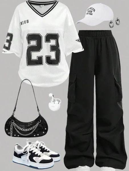 SHEIN Teen Girls Graphic Number & Letter Print Basketball Jersey T-Shirt and Pants Suit