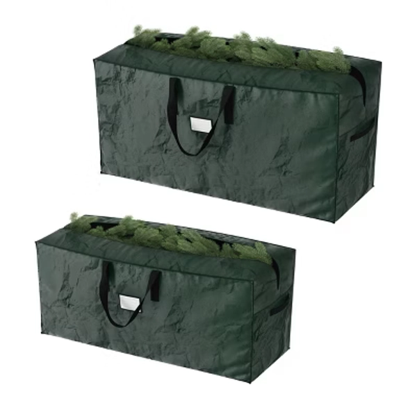 Set of 2 Christmas Tree Bag Holiday - Elf Stor: Green Zippered Storage Bags, Polypropylene, 416 Volume Capacity