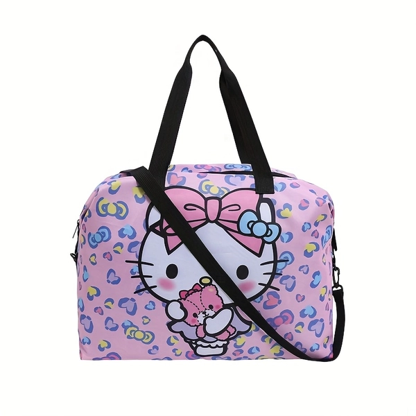 [Christmas, Halloween] 1pc for Kitty Travel Duffel - Large Capacity Luggage with Multiple Pockets, Durable Polyester, Hand Washable, Ideal for Vacation, Business Trips, Camping, Sports - Perfect Gift for Christmas, Halloween, Business Trip Essentials, Playful Design