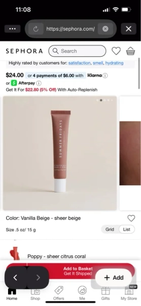 Lip Butter Balm Treatment for Hydration + Nourishing Shine -  Vanilla Beige