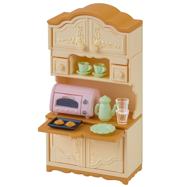 Sylvanian Families Calico Critters Kitchen Cupboard With Hutch &amp; Toaster Set