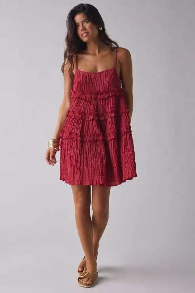 Daisy Street Tie-Strap Ruffle Babydoll Mini Dress