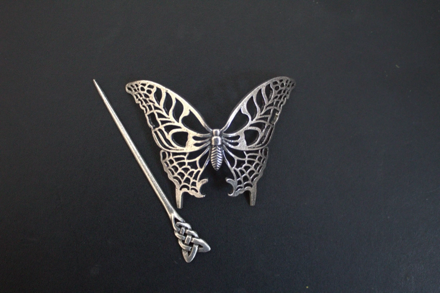 Celtic Butterfly Hair Pin: Viking Medieval Hair Clip