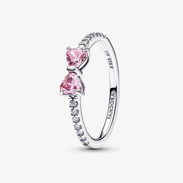 Pandora Women's Sterling Silver Sparkling Pink Bow Ring