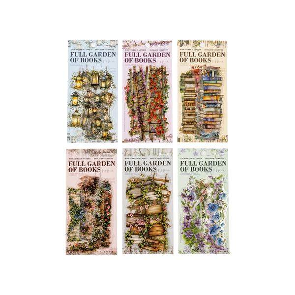 PET Sticker - Bookish Fragrance Fills The Garden Series Vintage Flower Book Landscape 