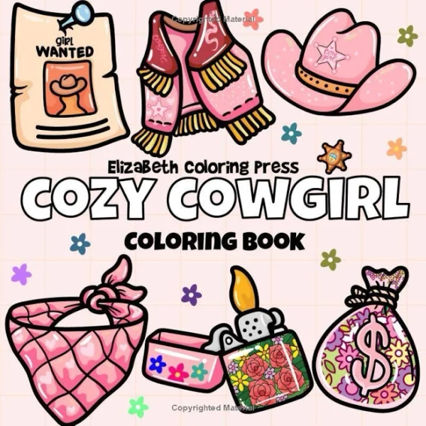 Cozy Cowgirl Coloring Book: Bold and Simple Designs for Adults & Teens Featuring ,Western Charm, and Relaxing Scenes, and More and Perfect Gift