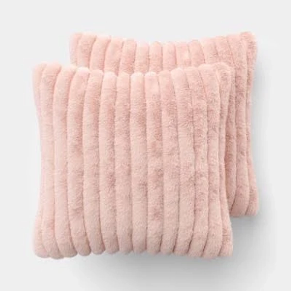 Room Essentials Ribbed Faux Fur Toss Pillows (2 Packs)
