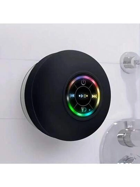 Mini Bluetooth Shower Speaker With LED Light, Portable IPX4 Waterproof, Hands-Free Speakerphone. Rechargeable Using Micro USB, Wireless Stereo For Beach, Shower & Home