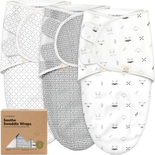 KeaBabies 3pk Organic Swaddle Sleep Sacks Baby, Premies Newborn Swaddles Wrap 0-3 Months, Soft Wearable Swaddle Blanket (Nordic, OS)