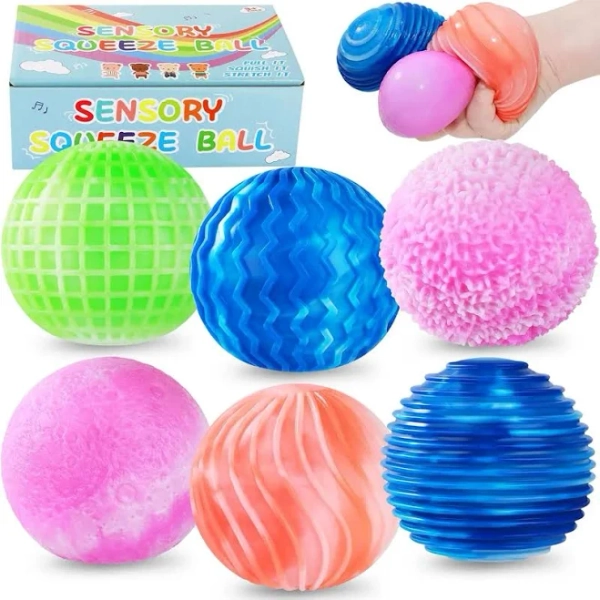 Magic Flour Stress Balls for Kids - 6 Pack Color-Changing Squishy Fidget Toys for Anxiety Relief, Party Favors & Classroom Prizes"