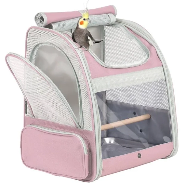 Bird Carrier Backpack With Wooden Stand Perch, Bird Travel Carrier