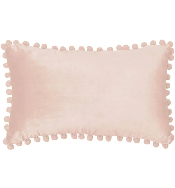 Wine Red Set of 2 PomPom Square Velvet Throw Pillows