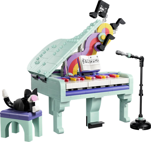 Music Decor Piano with Cat