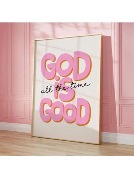 1pc God Is Good All The Time Quote Wall Art Picture Retro Christian Typography Canvas Prints Paintings Jesus Poster Bible Art Decor For Bedroom, Living Room, Or Office No Framed Or Framed