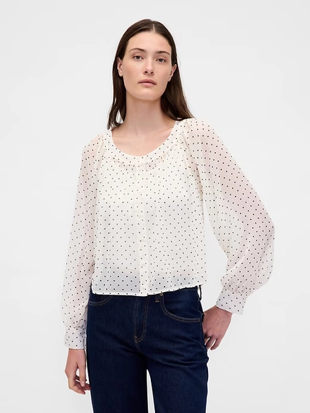 Sheer Button-Front Top