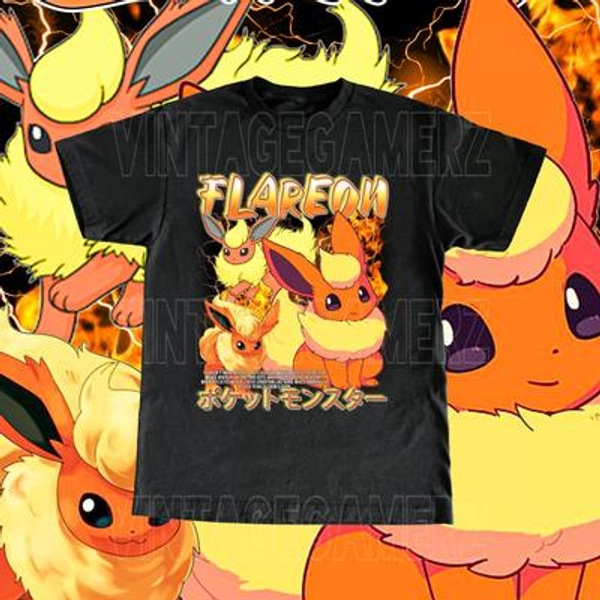 Vintage Flareon Shirt - Custom Vintage Design High Quality Tee Fan Gift Idea Gamer Adult & Kid Sizes