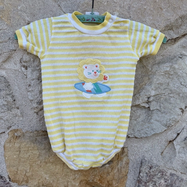 Vintage 80s health-Tex yellow lion baby bubble romper size 24 months 
