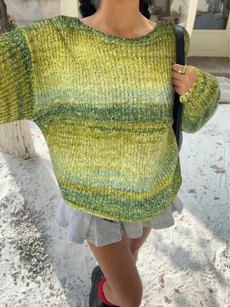 SHEIN EZwear Women's Casual Simple Green Sweater, Autumn/Winter New Arrival,Fall