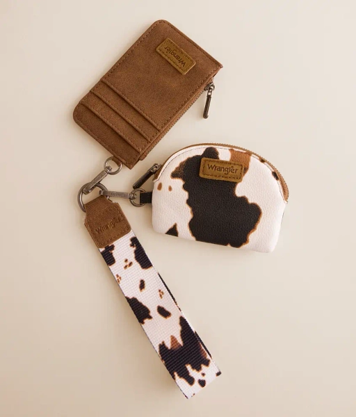 Brown Cow Print Wristlet Wallet