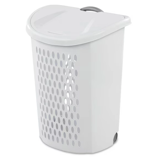 Sterilite Ultra™ Wheeled Hamper, Plastic Laundry Hamper with Handle and Wheels for Easy Transport, White