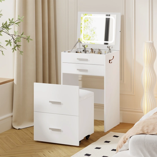 Wrought Studio™ 3 In 1 Vanity Desk With Flip Top Mirror And Lights & Reviews | Wayfair