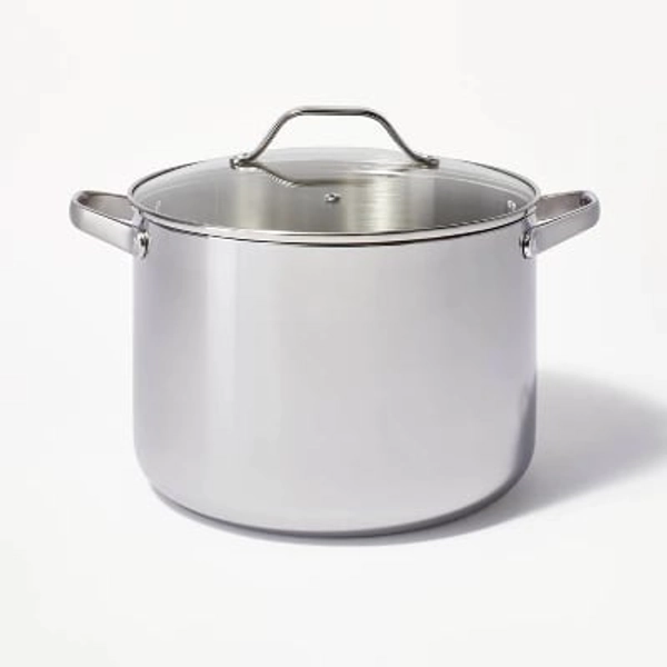 12qt Stainless Steel Stock Pot Silver - Figmint™
