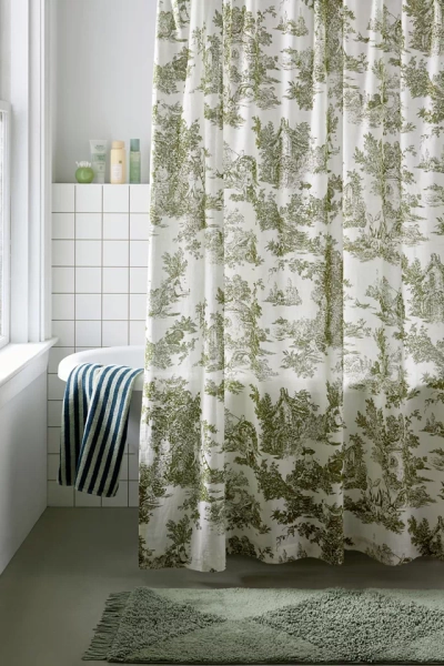 Frog Toile Patterned Shower Curtain
