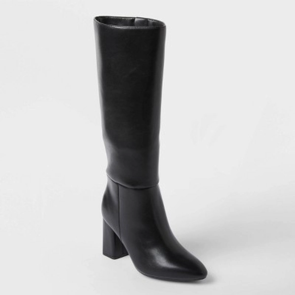 Women’s Evangeline Under Knee Heeled Boots with Memory Foam Insole - A New Day™ Black 5
