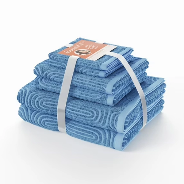 6-Piece Textured Bath Towel Set, Winter Sky