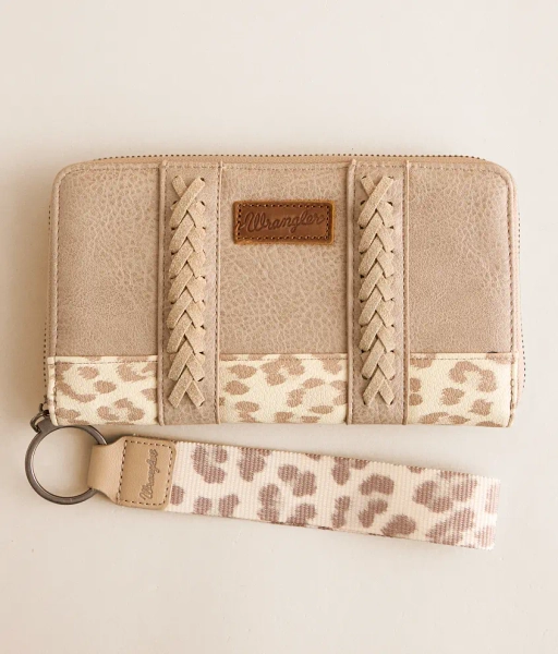 Tan Leopard Wristlet Wallet