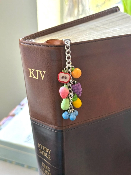 Handmade Fruit of the Spirit Bookmark | Galatians 5:22-23 Bible Bookmark | Polymer Clay | Christian Gift