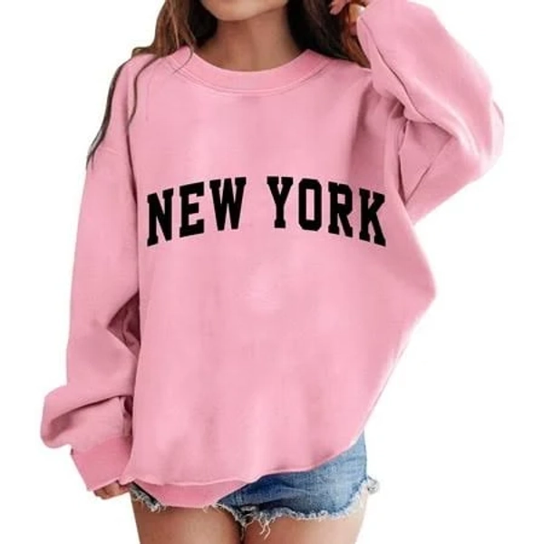 Little Girls Loose Crew Neck Sweatshirt