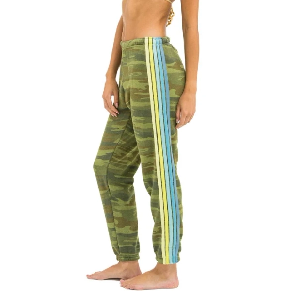 Aviator Nation 5 Stripe Camo Sweatpants