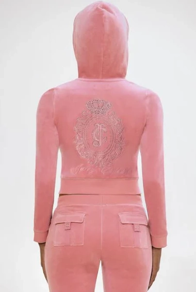 Juicy Couture Women's Heritage Cropped Cotton Velour Hoodie