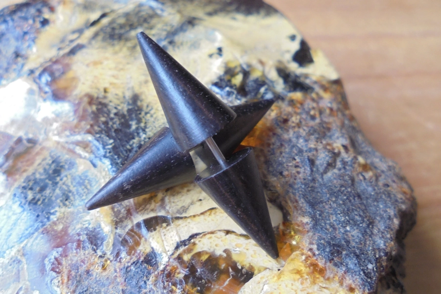 Double Spike Gauge Earrings, Talon Fake Earrings, Tribal Fake Earrings, Bali Jewelry, Arang Wood