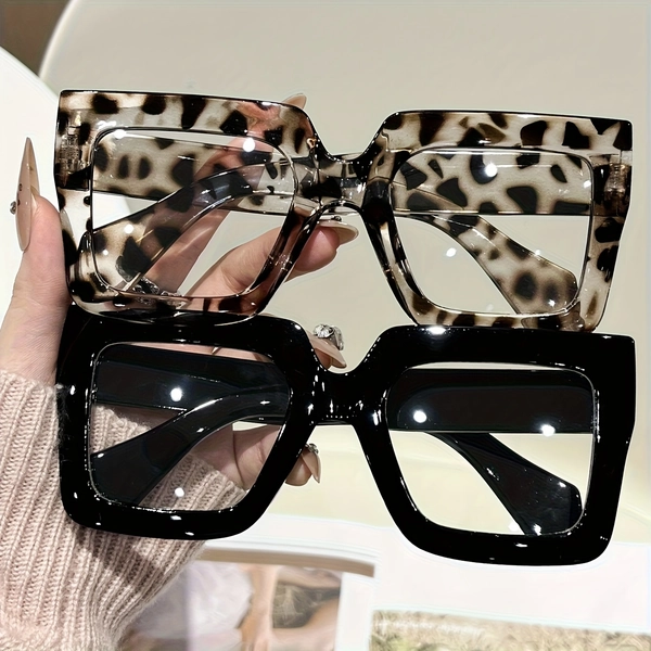 2 Pairs of Unisex Classic Vintage Rectangular Frame Fashion Flat-lens Glasses, Suitable as Gifts for Friends and for Daily Life Decoration. Perfect for Valentine's Day, Versatile and Stylish, Thick and Durable, with a Premium Look That Complements