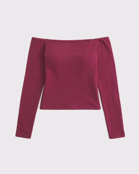 Bra-Free Off-The-Shoulder Long-Sleeve Top