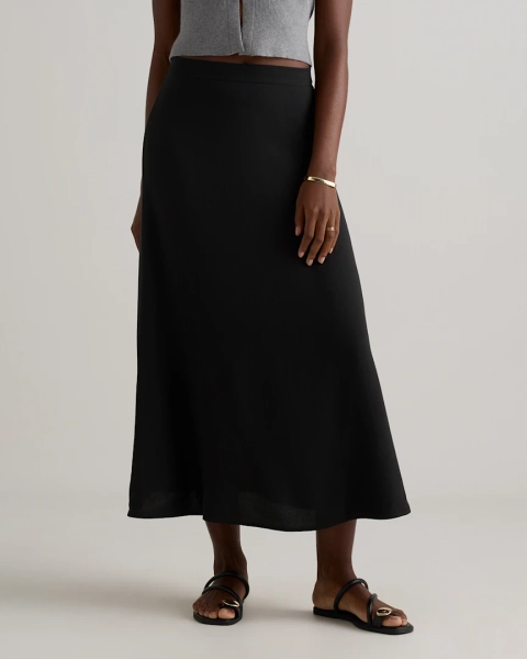 Lightweight Crepe Slip Skirt in Moonstone blue