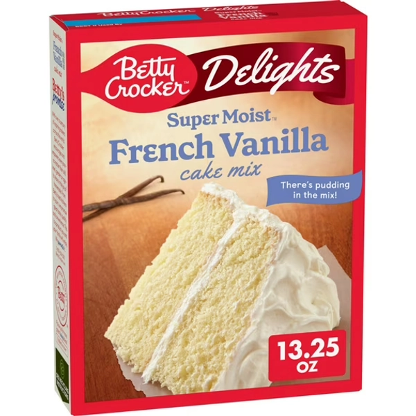 Betty Crocker Delights Super Moist French Vanilla Cake Mix, Holiday Baking, 13.25 oz